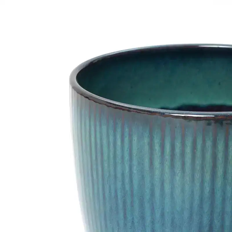 Pots de fleurs en céramique nervurée