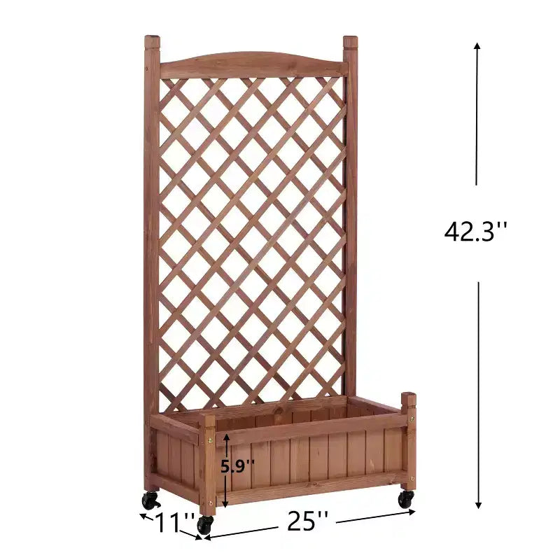 Carrés potagers surélevés avec supports pour plantes, jardinières extérieures en bois et treillages pour plantes grimpantes avec cadres d'escalade.