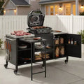 Chariot de Barbecue d'Extérieur Spacieux, Îlot de Cuisine avec Comptoir en Acier Inoxydable, Table Pliante et Armoires de Rangement