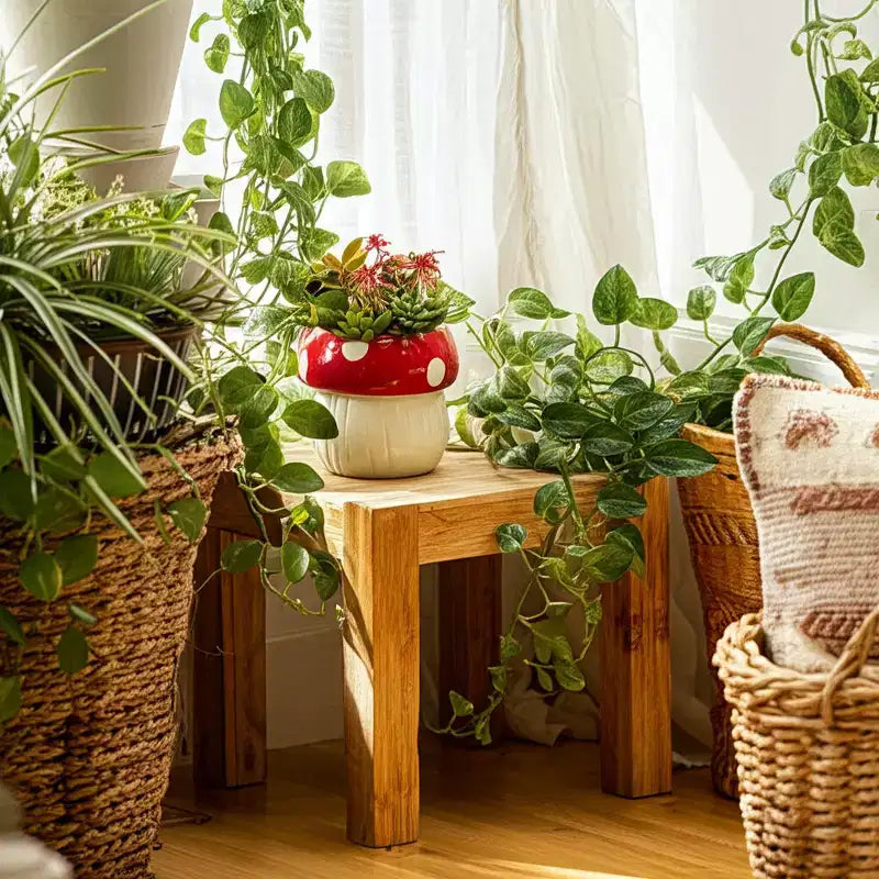 Pot de fleurs décoratif en céramique en forme de champignon