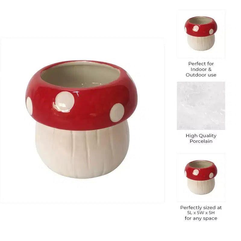 Pot de fleurs décoratif en céramique en forme de champignon