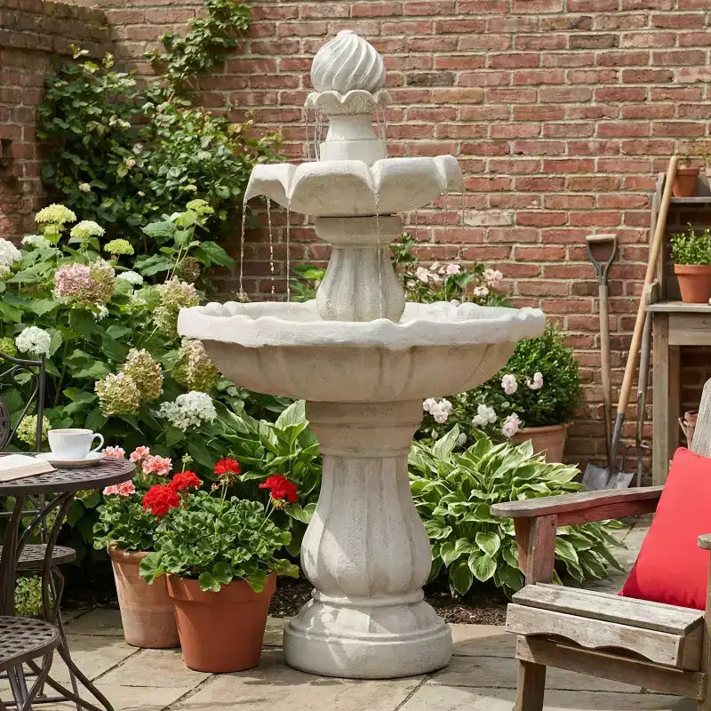 Fontaine d'extérieur double couche en résine de polyester de style transitoire
