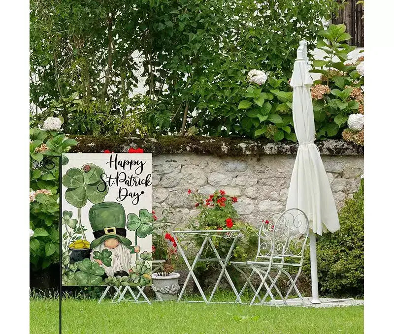 Drapeaux de jardin, drapeaux de cour à motif de trèfle, décorations extérieures de style rustique