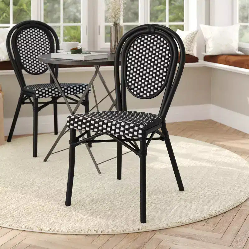 Chaises empilables commerciales en rotin pour intérieur/extérieur
