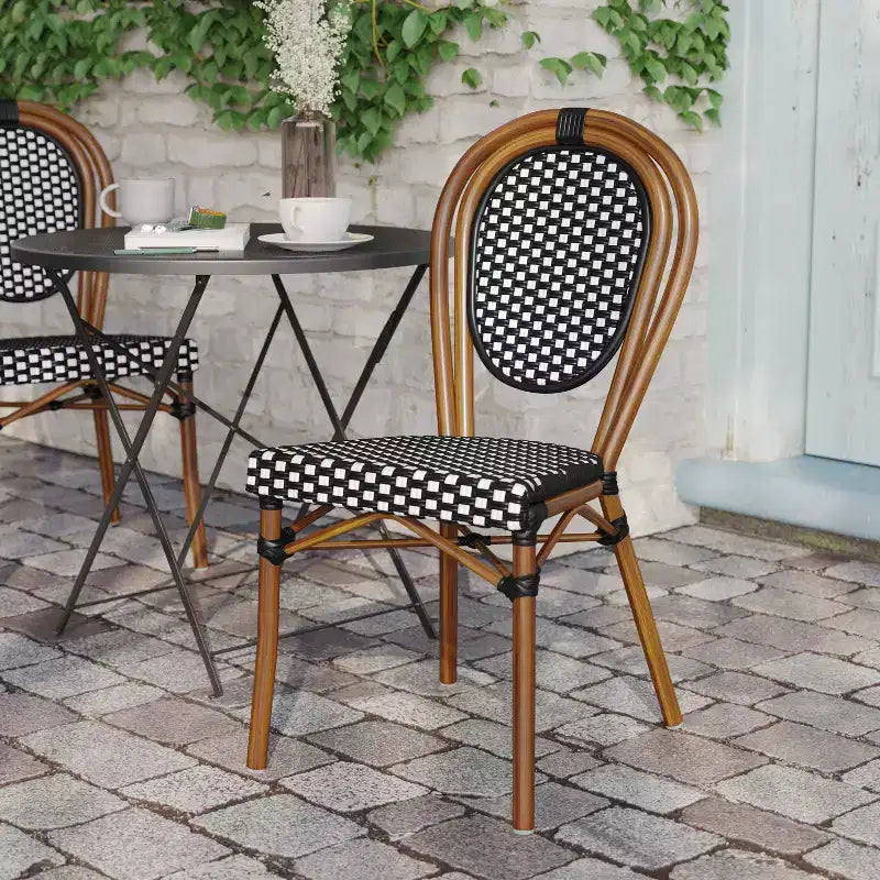 Chaises empilables commerciales en rotin pour intérieur/extérieur
