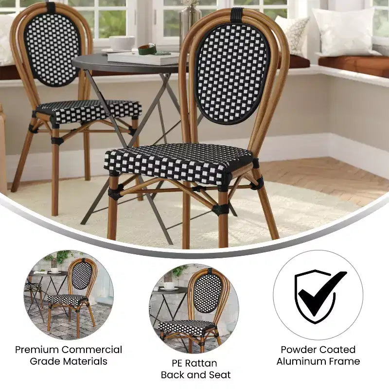 Chaises empilables commerciales en rotin pour intérieur/extérieur
