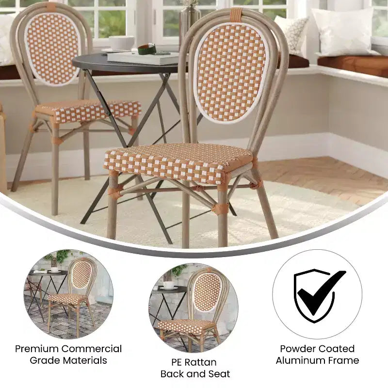 Chaises empilables commerciales en rotin pour intérieur/extérieur
