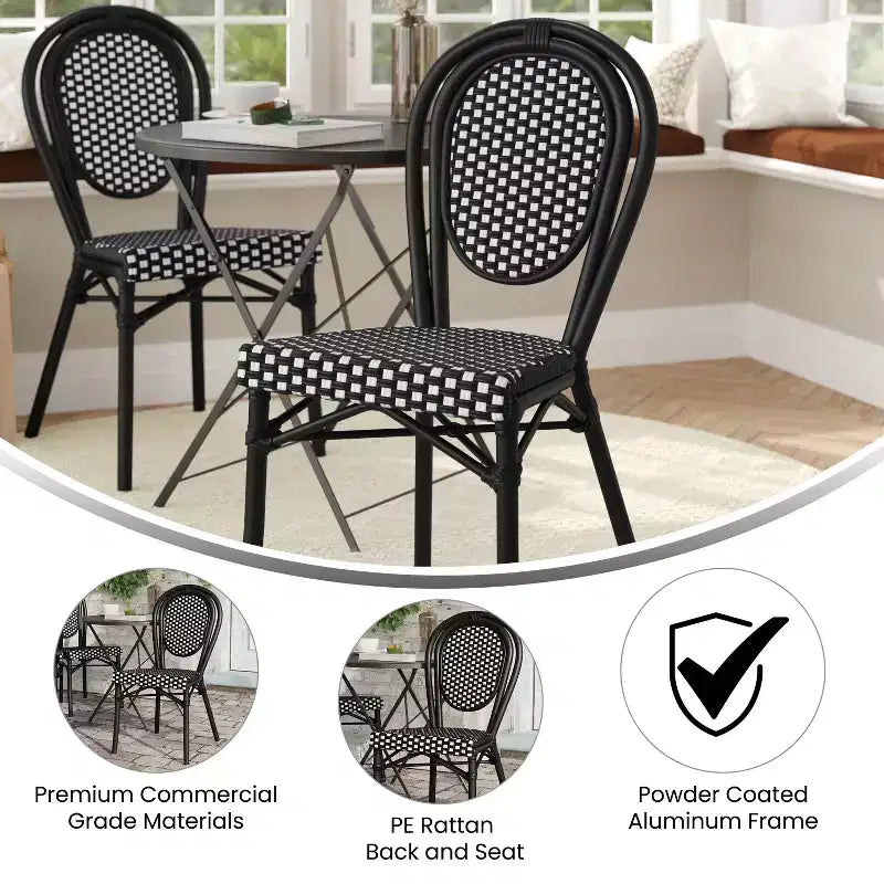Chaises empilables commerciales en rotin pour intérieur/extérieur