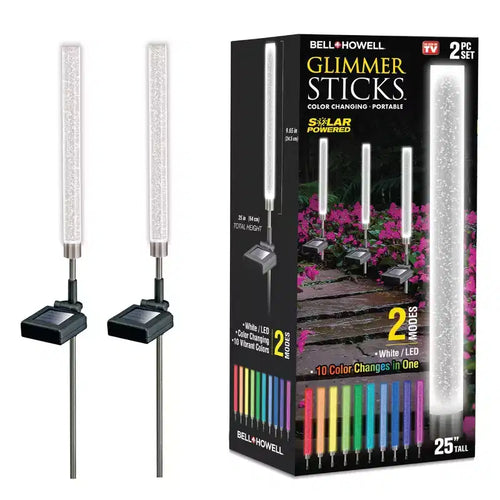 Bell + Howell Color Changing Solar Powered Glimmer Sticks for Gardens and Pathways
