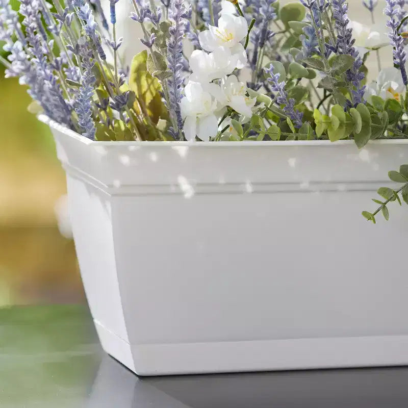 Jardinière décorative de rebord de fenêtre avec plateau amovible, blanche